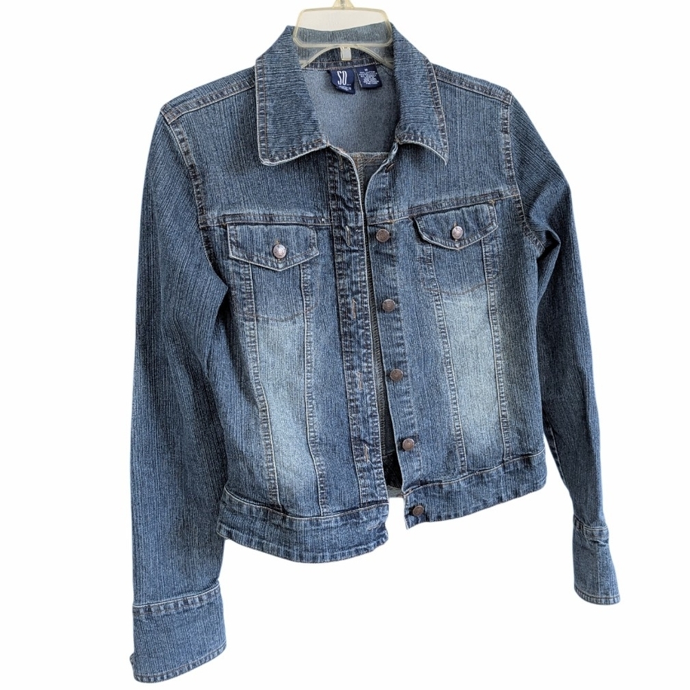 SO Women's Classic Blue Jean Jacket, Juniors Medium - Picture 1 of 3